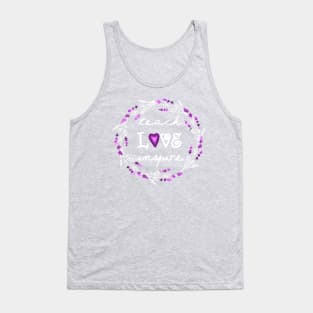 Teach Love Inspire Teacher Motivational Quotes Lavender Floral Womens Gift Tank Top